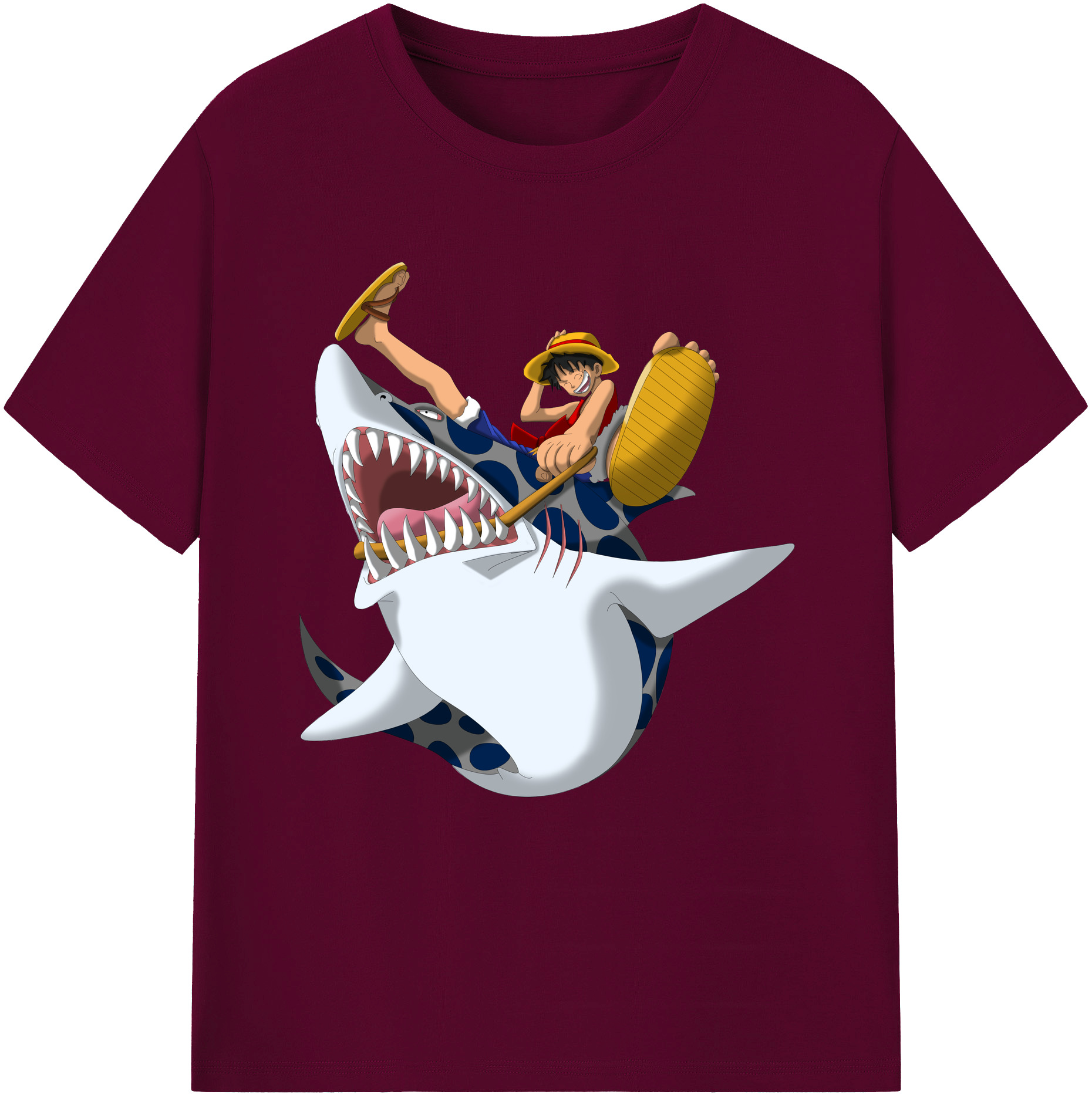 ワンピース モンキー・D・ルフィ ONE PIECE Monkey D. Luffy レディースカジュアルプリントTシャツ（綿100％）